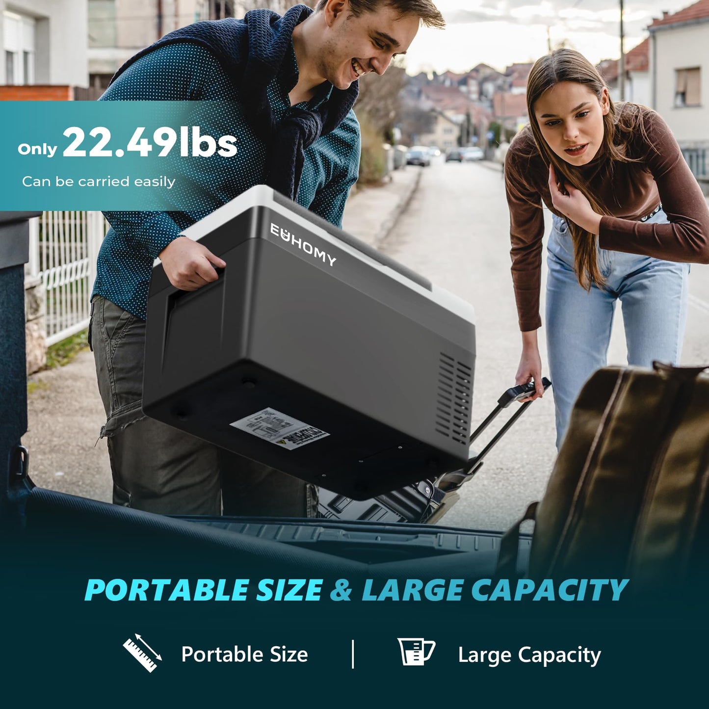EUHOMY 12 Volt Refrigerator, 19QT(18L) Compressor Electric Cooler APP Control, Car Fridge -4℉~68℉, Portable Refrigerator 12/24V DC 110-240V AC, Portable Freezer for Camping, Travel, Boat