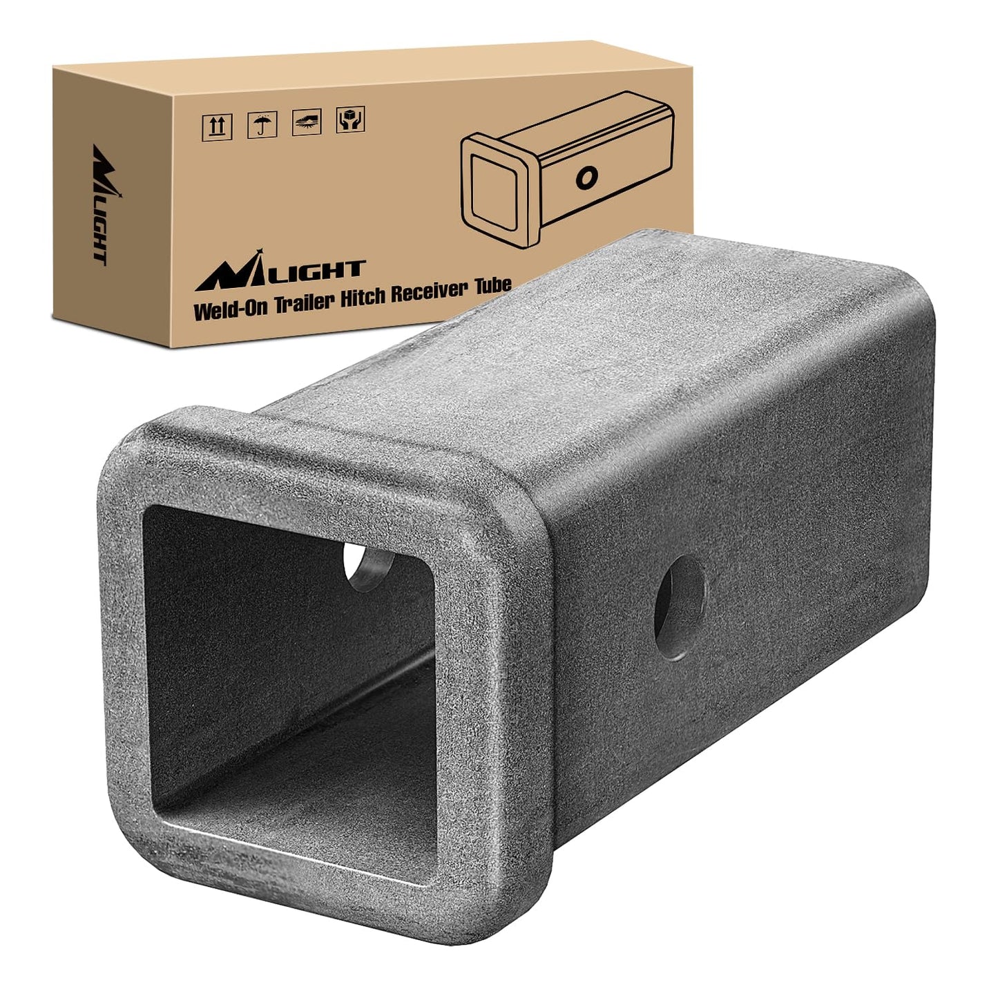 Nilight Trailer Hitch Receiver Extender Adapter Reducer 1-1/4 to 2Inch Hitch Adapter 6-1/2 inch Extension Sleeve Convertor 350Lbs with 1/2-Inch Diameter Pin and Clip with 5/8-Inch Adapter