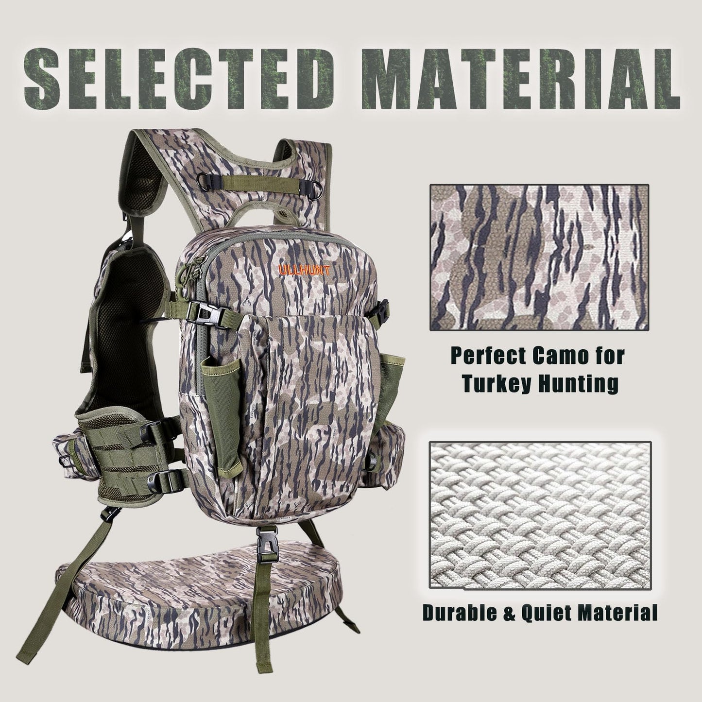 UIIHUNT Turkey Vest with Seat: Lightweight Turkey Hunting Vest with Game Pouch, Adjustable Turkey Hunting Gear Accessories