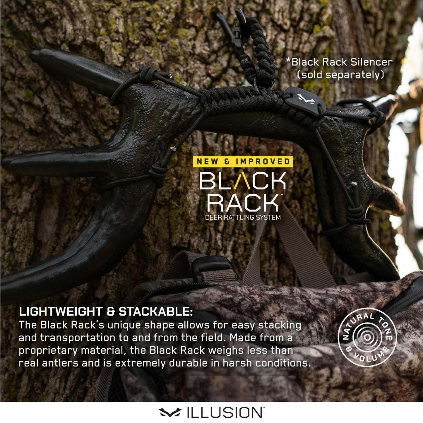 Black Rack Rattling System by Illusion | Rattling Antlers | Rattling Horns | Deer Call | Bone-Core Technology