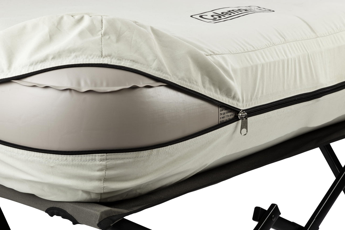Coleman Queen-Size Airbed Cot Combination, Folding Air Mattress with Steel Frame & Side Table, Battery Pump Included