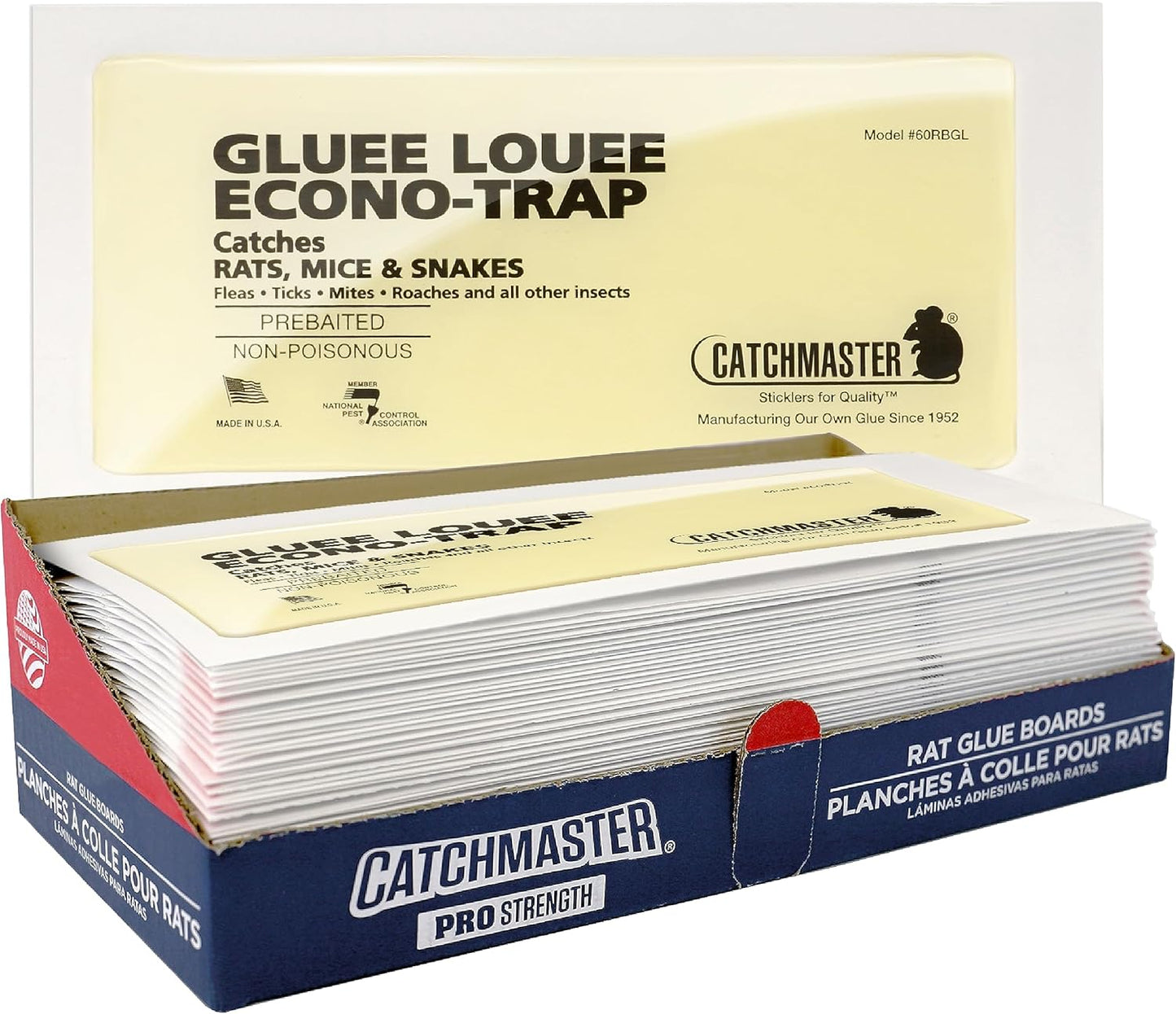 Catchmaster Gluee Louee Rat Extra Large Traps 30-PK, Heavy Duty Glue Traps, Mouse Traps for Home, Pre-Scented Adhesive Glue Boards for Inside House, Snake, Mice, & Spider Traps, Pet Safe Pest Control