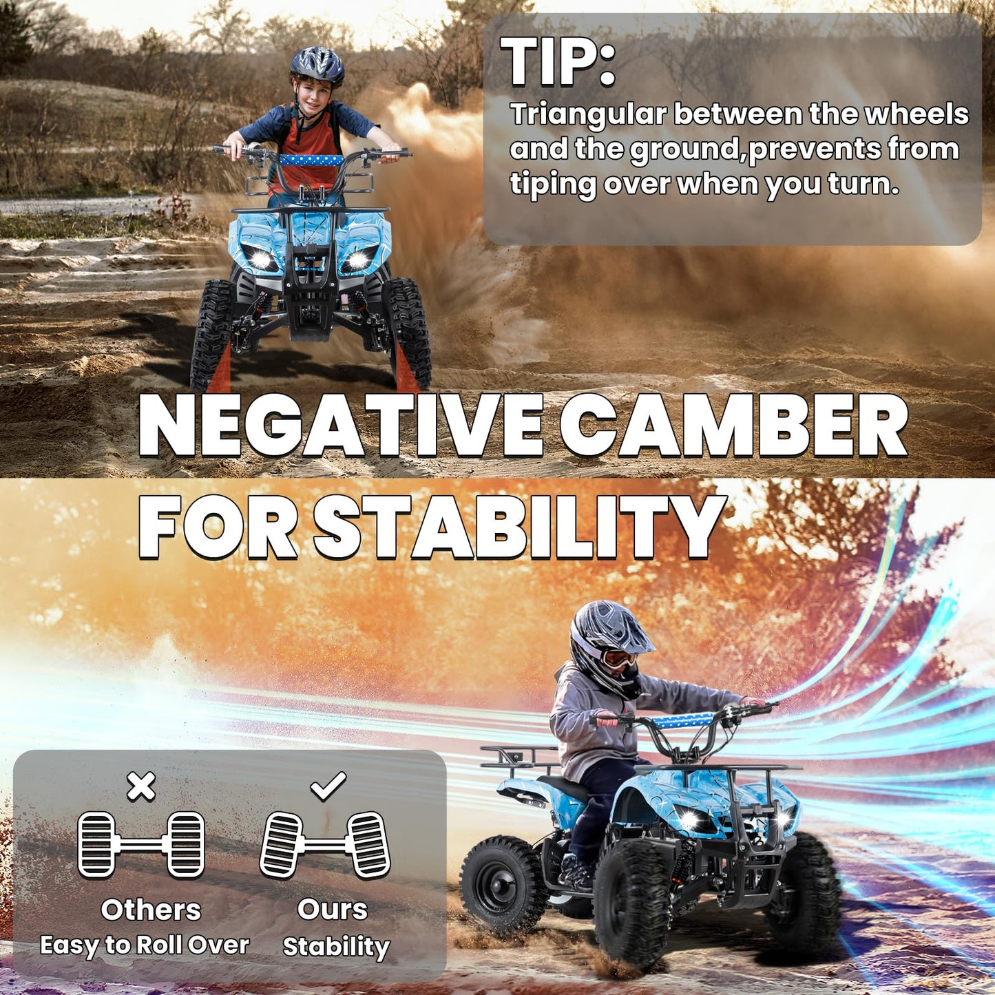 36V Electric ATV Dirt Quad Electric Four-Wheeled ATV with 500W Brushless Powerful Motor Off-Road Vehicle Electric Kids ATV Ride on ATV for Big Boys Girls Ages 5+, Black