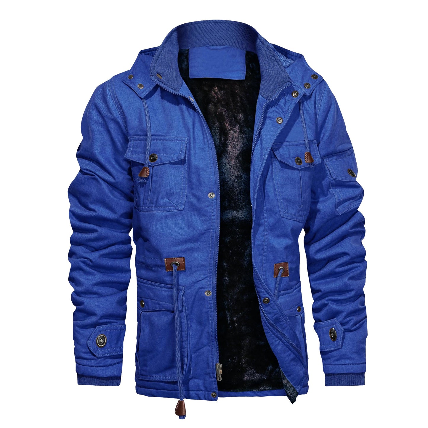 CHEXPEL Men's Thick Winter Jackets with Hood, Fleece Lining, Cotton Military Work Jackets with Cargo Pockets, Outwear