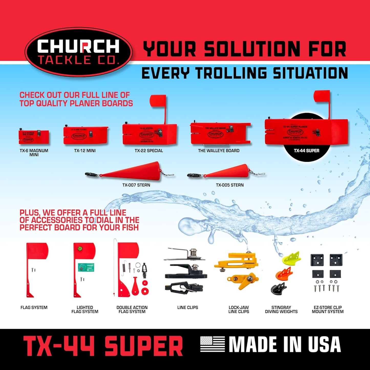 TX-44 Super Planer Board by Church Tackle Co