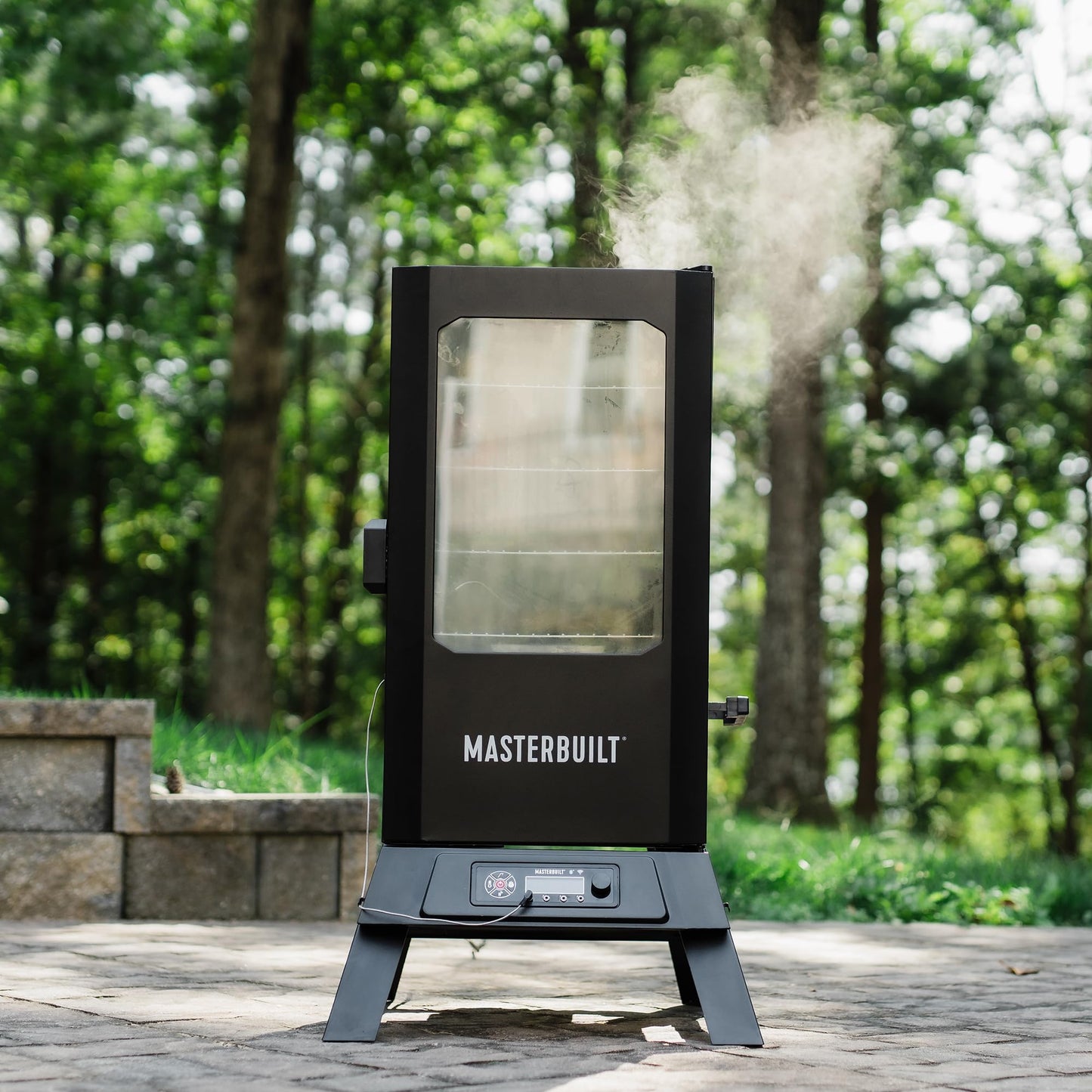 Masterbuilt® 30-inch Digital Electric Vertical BBQ Smoker with Leg Kit, Side Wood Chip Loader and 710 Cooking Square Inches in Black, Model MB20070421