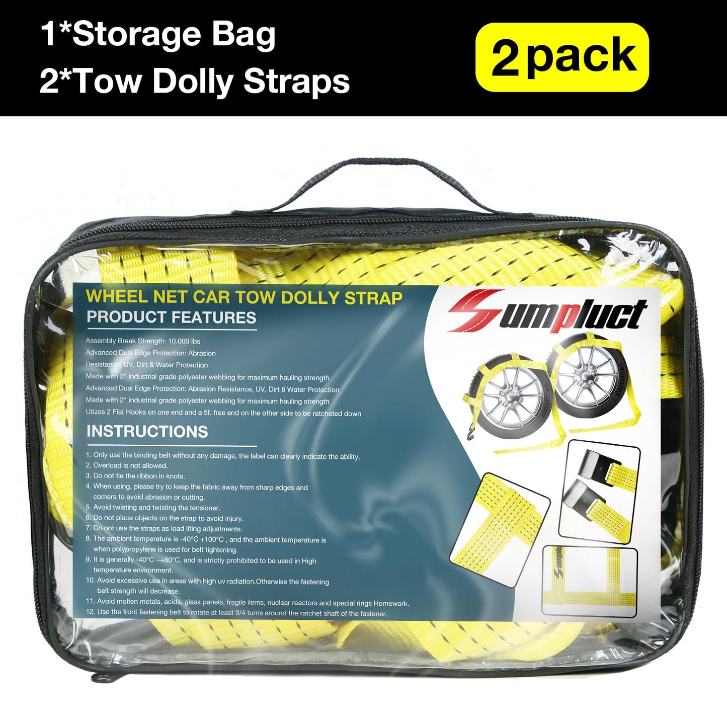 Tow Dolly Basket Straps with Flat Hook-2 Pack,Car Wheel Strap Tire Bonnet Net Fits 14"-19" Tires Auto Universal Vehicle Car Dolly Ropes Accessories