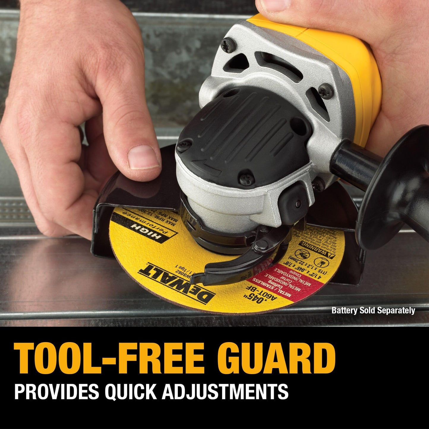 DEWALT 20V MAX* Angle Grinder Tool Cordless Brushless, 4 1/2 Inch, with Paddle Switch and Kickback Brake, Tool Only (DCG413B)