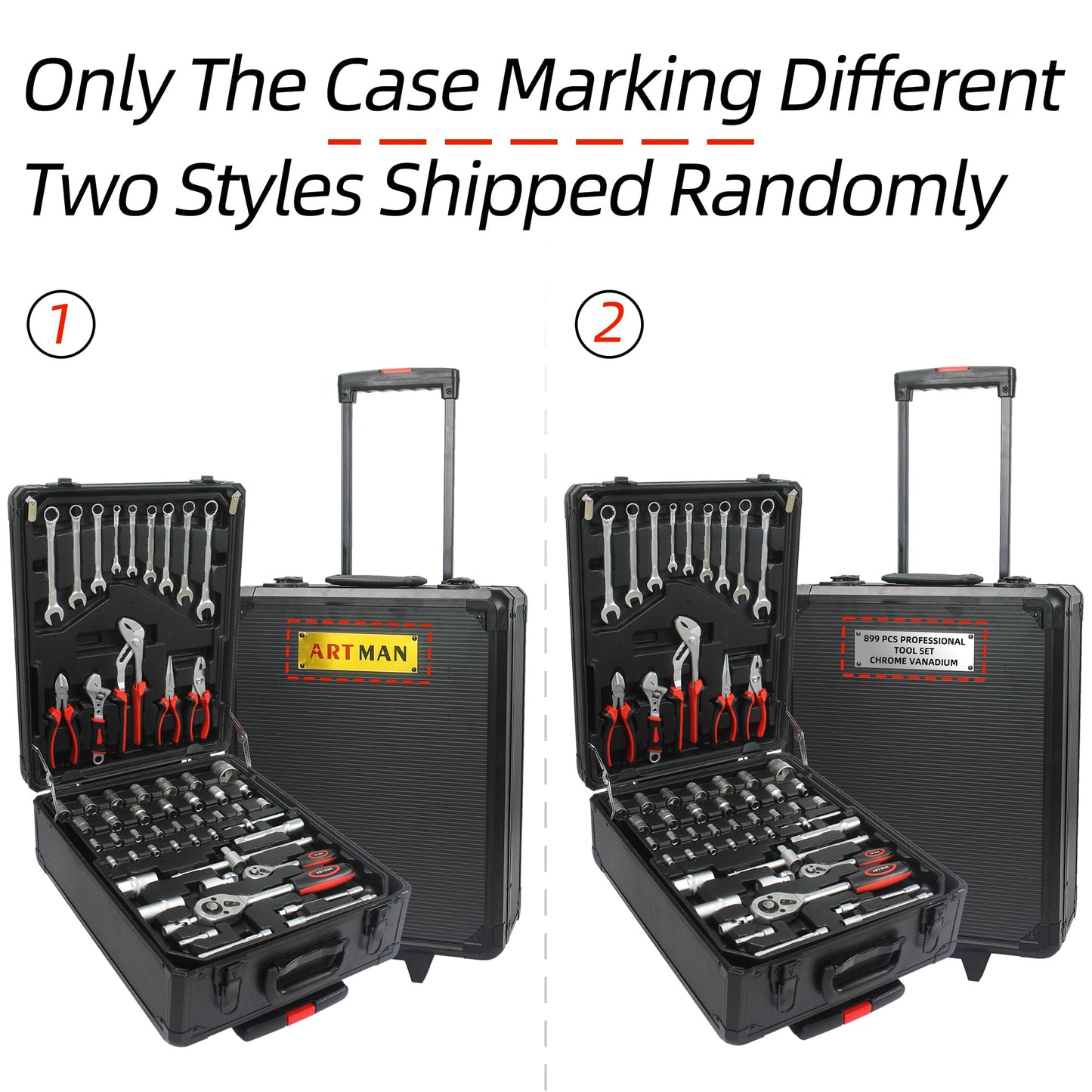 899PCS Tool Set, Household Tool Kit with Rolling Tool Box, Complete Tool Box Set Hand Tool Set with Tool Box, Mechanic Tool Set Rolling Tool Set for Home/Auto Repair Tool Set, Black