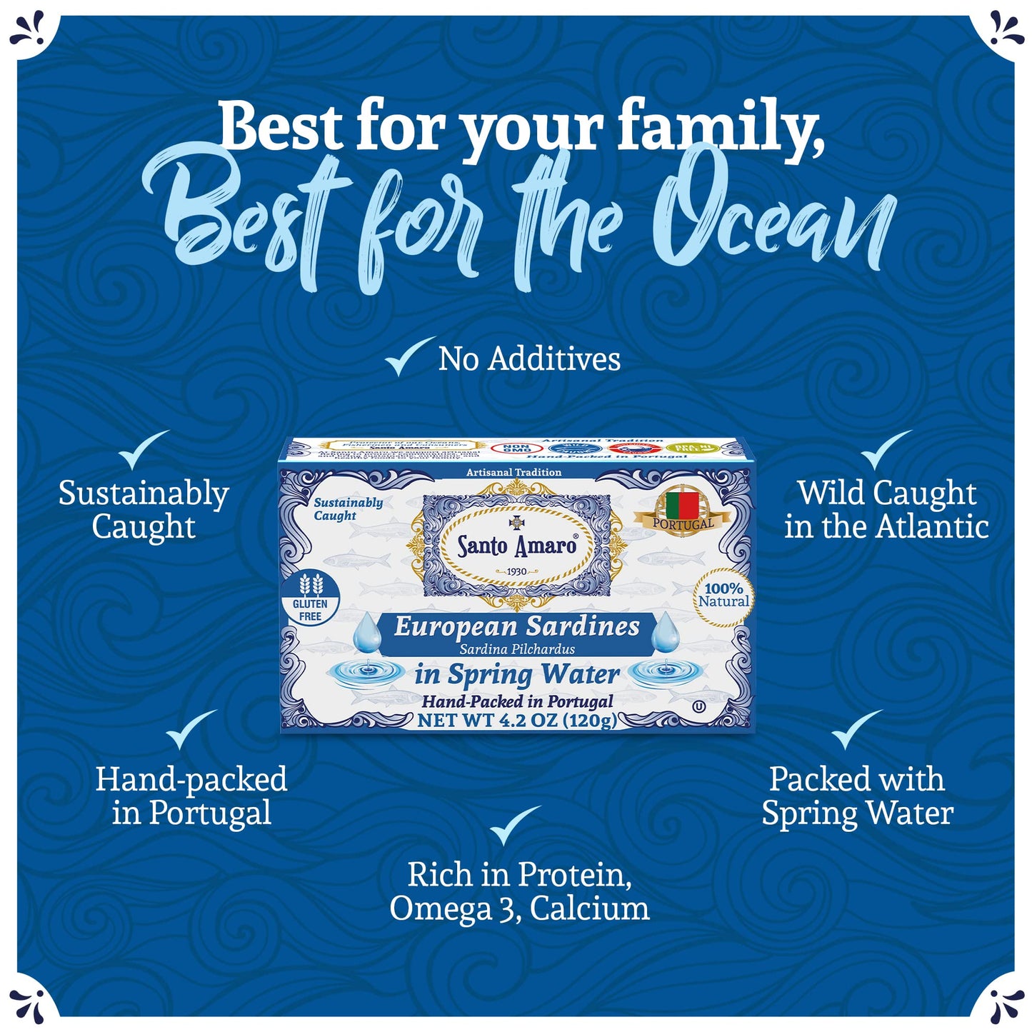 Santo Amaro - 6 Flavor Variety Pack Sampler European Wild Sardines - Virgin Olive Oil - Tomato Sauce from Puree - Virgin Olive Oil & Spicy Red Piri Piri Pepper - Spring Water - Virgin Olive Oil & Lisbon Lemon - Tomato Puree with Spicy Red Piri Piri Pepper