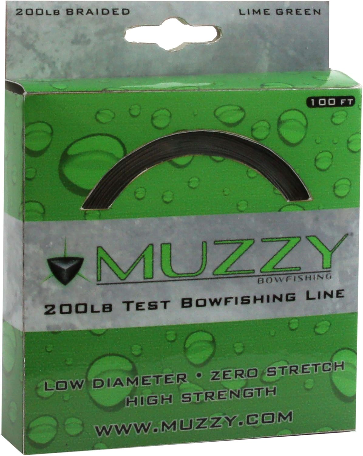 Muzzy 1078 Bow Fishing Line Lime Green 200 Braided 100' Spool