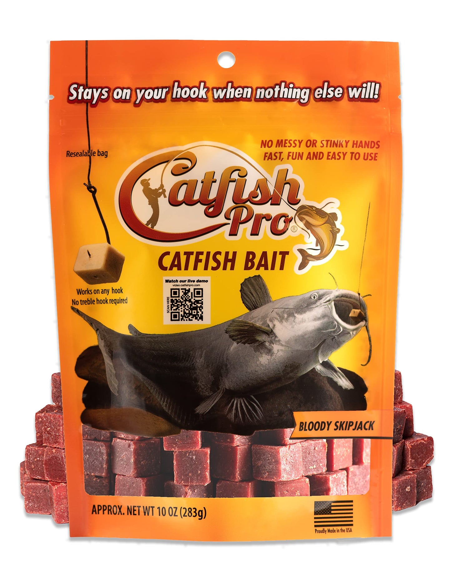 Catfish Pro Catfish Bait - 10oz Bag with 80pcs | Irresistible Scent for Catfish | Mess-Free, Stays On Your Hook When Nothing Else Will | Great for Rod, Reel, Trotline, Jugs & Yoyos Fishing