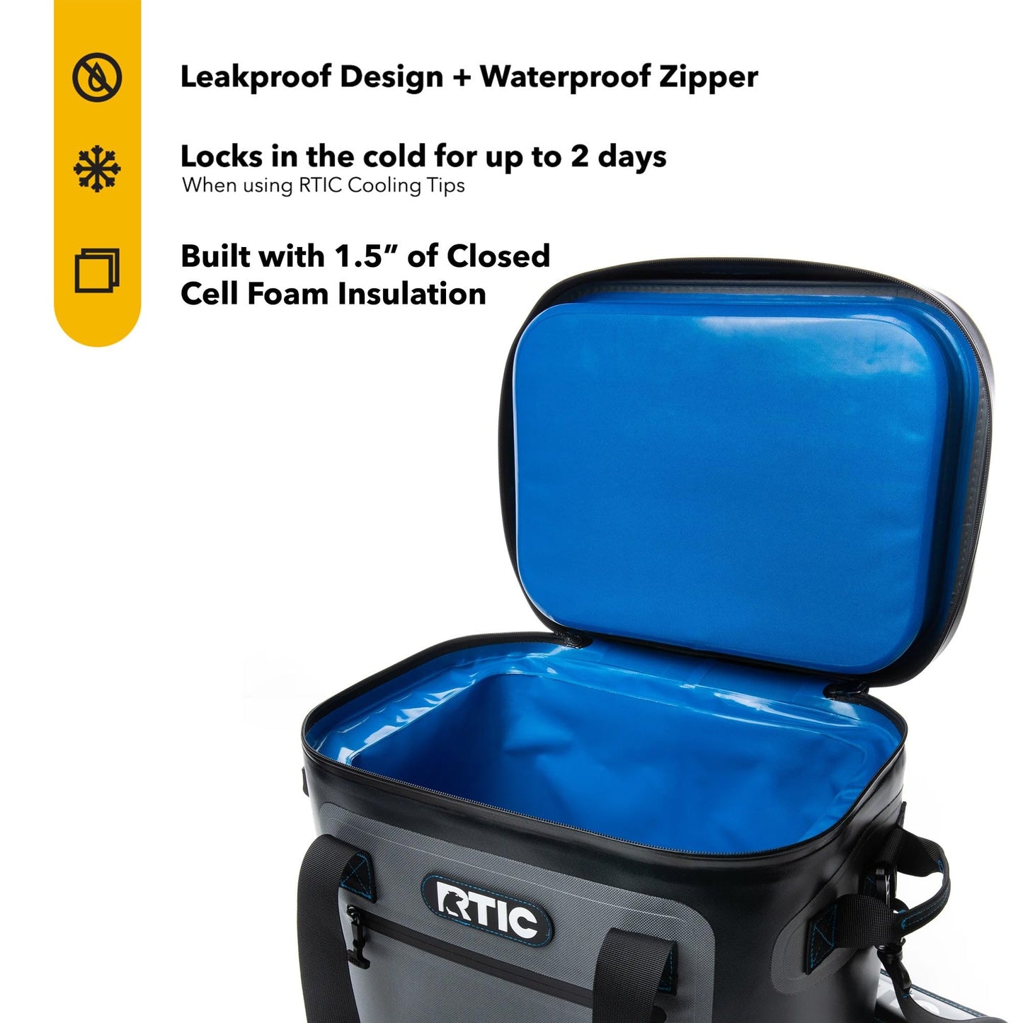 RTIC Ultra-Tough Soft Cooler 30 Can, Insulated Bag Portable Ice Chest Box for Lunch, Beach, Drink, Beverage, Travel, Camping, Picnic, Car, Trips, Floating Cooler Leak-Proof with Zipper