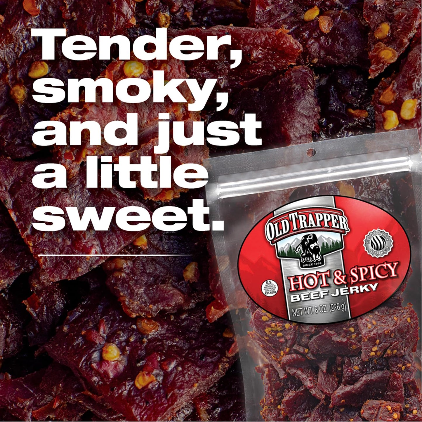 Old Trapper Beef Jerky, Old-Fashioned 10-Ounce Bag, Tender Meat Snacks for Lunches or Between Meals, 11 Grams of Protein, Zero Grams of Fat, and 70 Calories per Ounce (Pack of One)