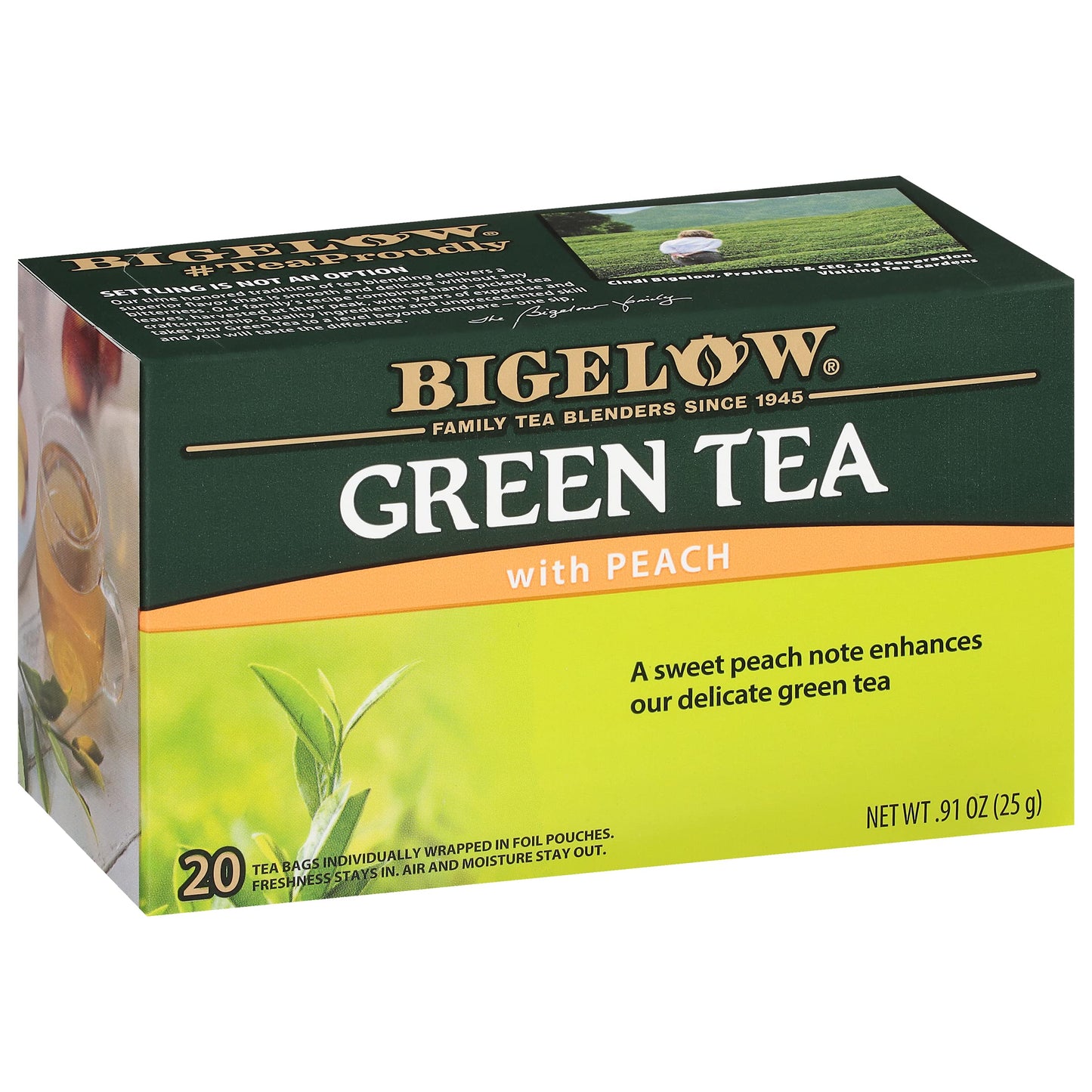 Bigelow Tea Green Tea Variety Pack, Classic Green Tea, Lemon, Pomegranate, Mint, Peach and Constant Comment Flavors, 20 Count Box (Pack of 6), 120 Total Tea Bags