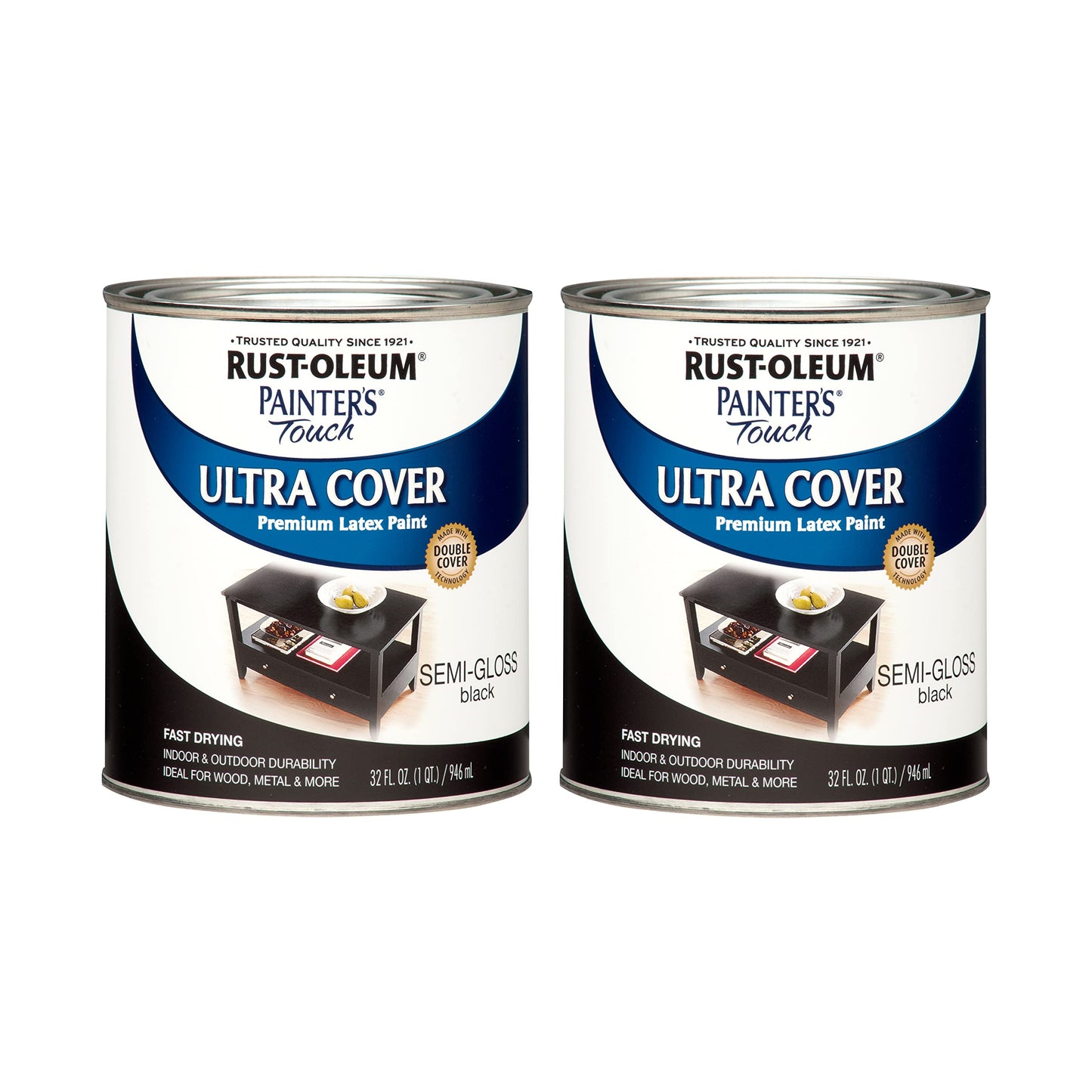 Rust-Oleum 1976502 Painter's Touch Latex Paint, Flat Black 32 Fl Oz, 1 Quarts, (Pack of 1)