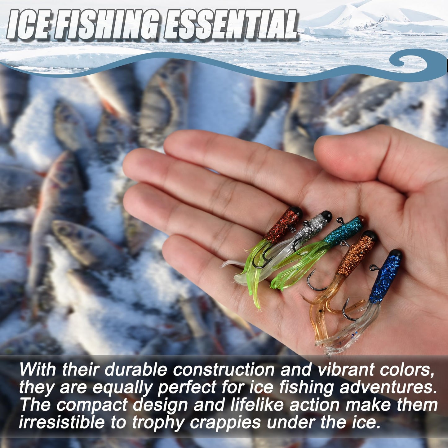 Crappie Lures Tube Lures Jigs Heads Worms Swimbaits Kit, 165, 124, 50 Pcs Pre-Rigged Crappie Jigs Tube Hooks Soft Plastic Grub Worms Baits for Bass Trout Freshwater Saltwater Fishing