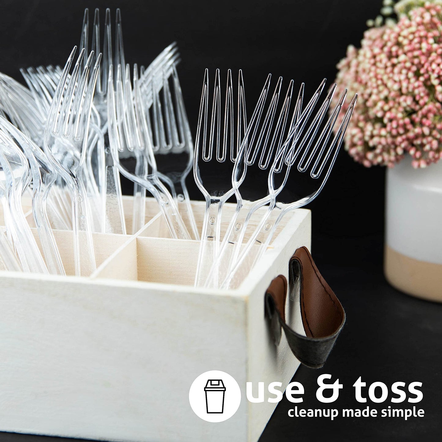 Crystalware, Heavy-Weight Plastic Fork, Durable and Disposable for Party supply or Home Use (100 Pack)