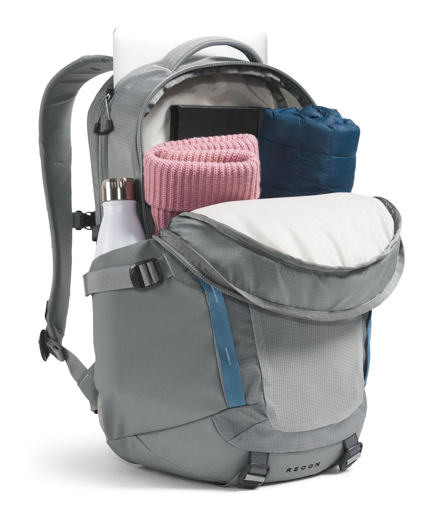 THE NORTH FACE Recon Everyday Laptop Backpack | Daypack with Water Repellent Finish, 16" Laptop Sleeve, 2 Water Bottle Pockets, TNF Black/TNF Black-NPF, One Size