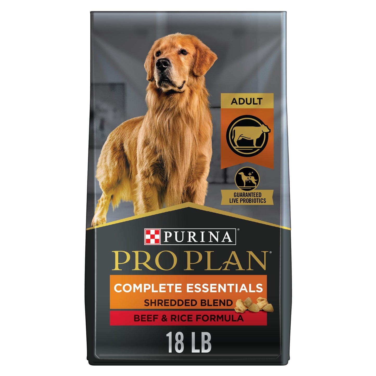 Purina Pro Plan Complete Essentials Shredded Blend Chicken and Rice Dog Food Dry Formula with Probiotics for Dogs - 47 lb. Bag