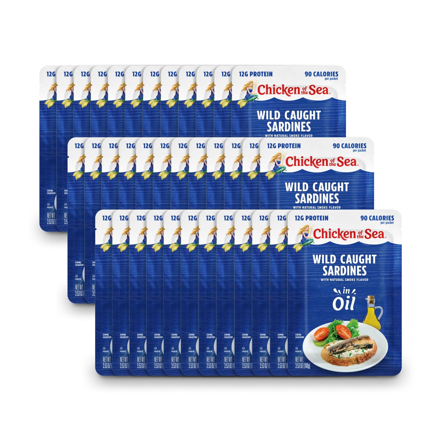 Chicken of the Sea Sardines in Olive Oil, 3.75 oz. Cans (Pack of 18), Wild Caught Canned Sardines, Packaging May Vary