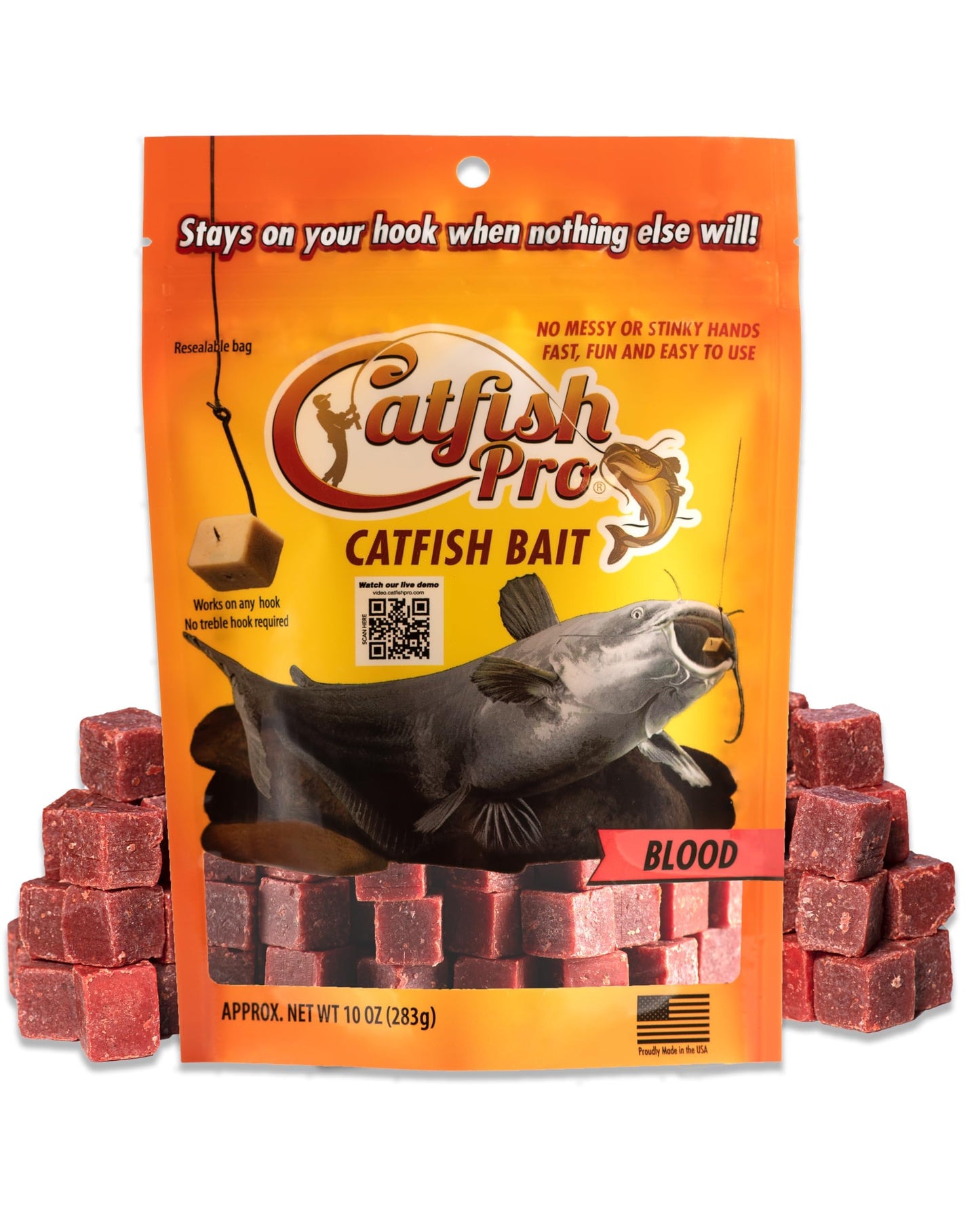 Catfish Pro Catfish Bait - 10oz Bag with 80pcs | Irresistible Scent for Catfish | Mess-Free, Stays On Your Hook When Nothing Else Will | Great for Rod, Reel, Trotline, Jugs & Yoyos Fishing