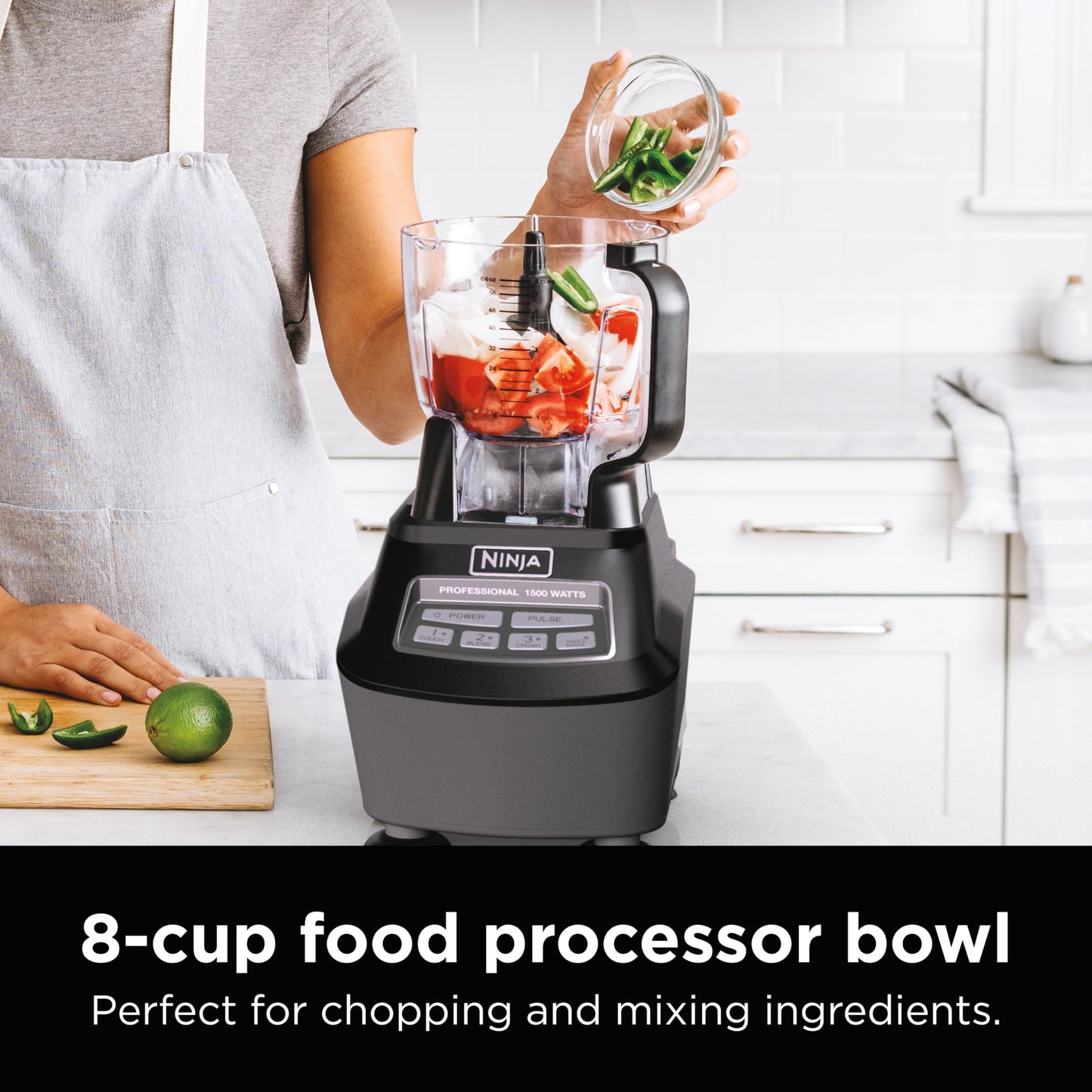 Ninja Blender, Mega Kitchen System, 1500W, 4 Functions for Smoothies, Processing, Dough, Drinks & More, with 72 Blender Pitcher, 64 Processor Bowl, 2 Nutri Cups + Lids, Black, BL770
