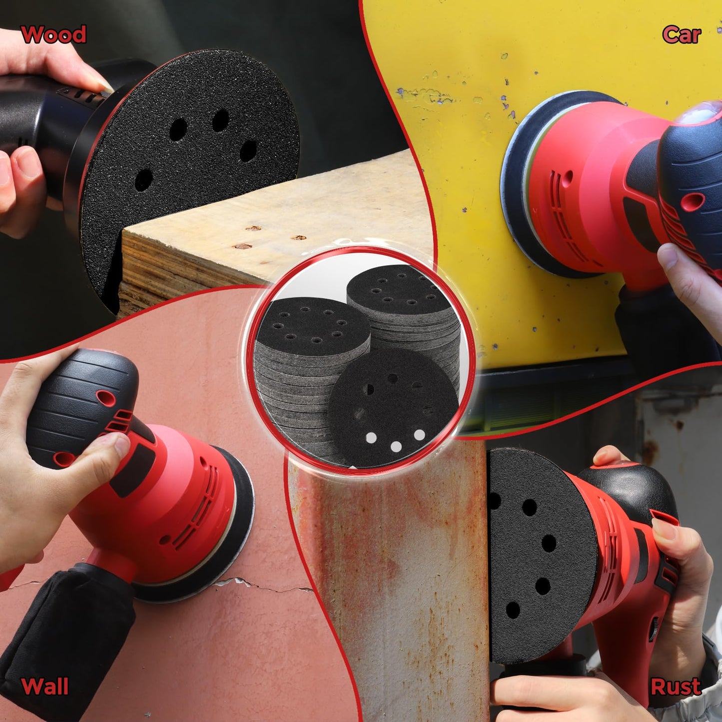 100 PCS 5 Inch Sanding Discs 120 Grit, Round Hook and Loop Sandpaper for Random Orbital Sander