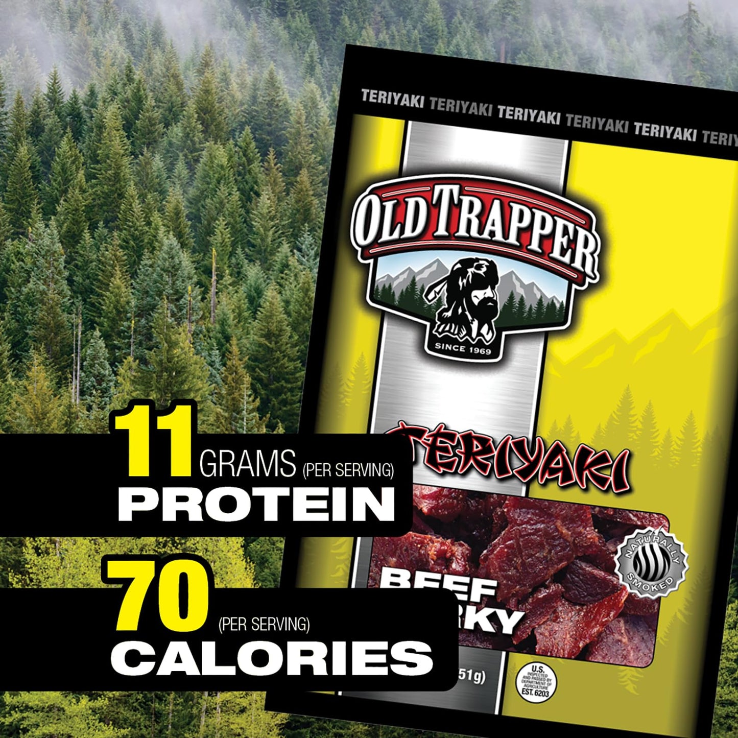 Old Trapper Beef Jerky, Old-Fashioned 10-Ounce Bag, Tender Meat Snacks for Lunches or Between Meals, 11 Grams of Protein, Zero Grams of Fat, and 70 Calories per Ounce (Pack of One)