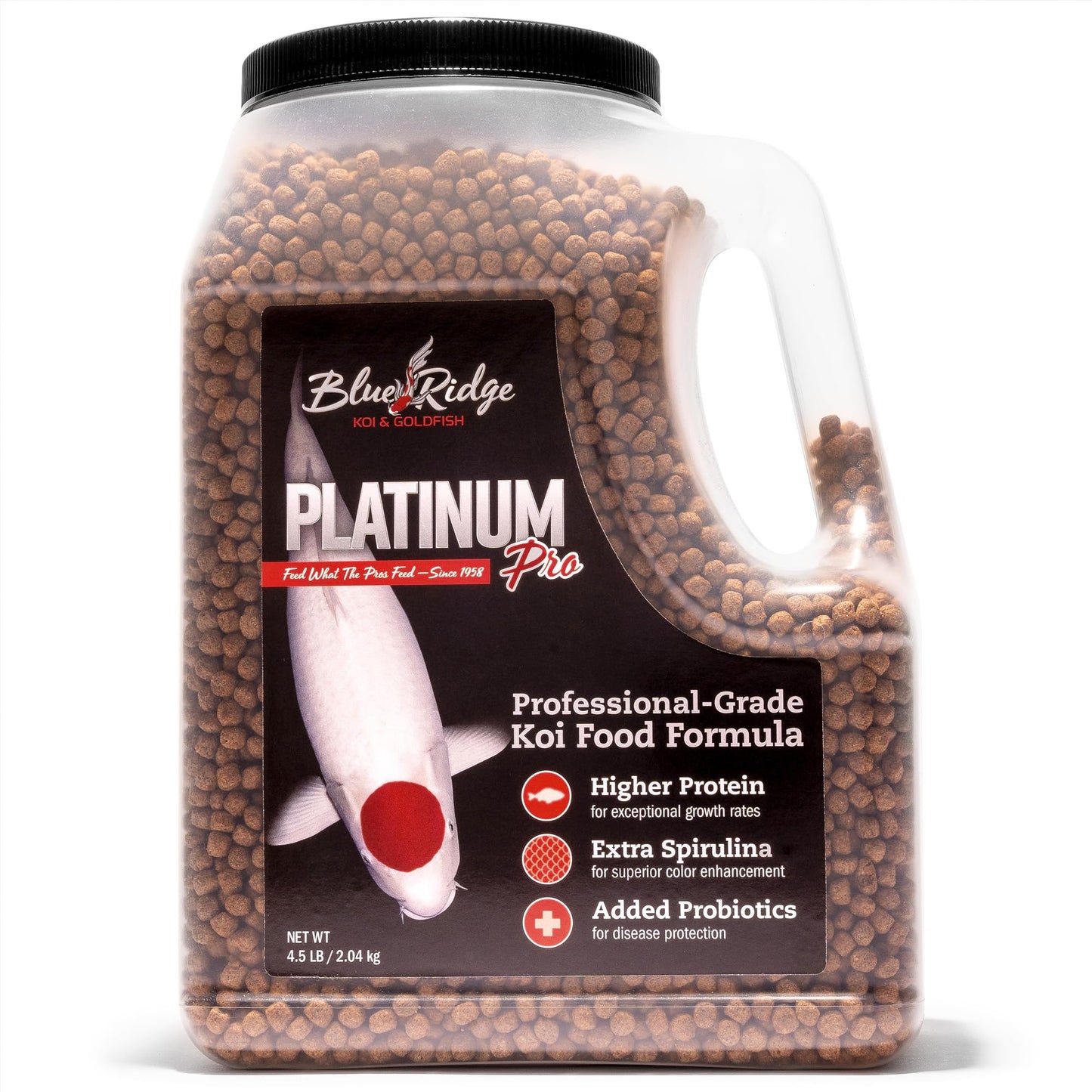 Blue Ridge Koi Fish Food 14lb - Koi Food 3/16” Platinum Pro Formula Goldfish Food, Premium Fish Food for Ponds, Ponds Fish Food, Floating Pond Pellet