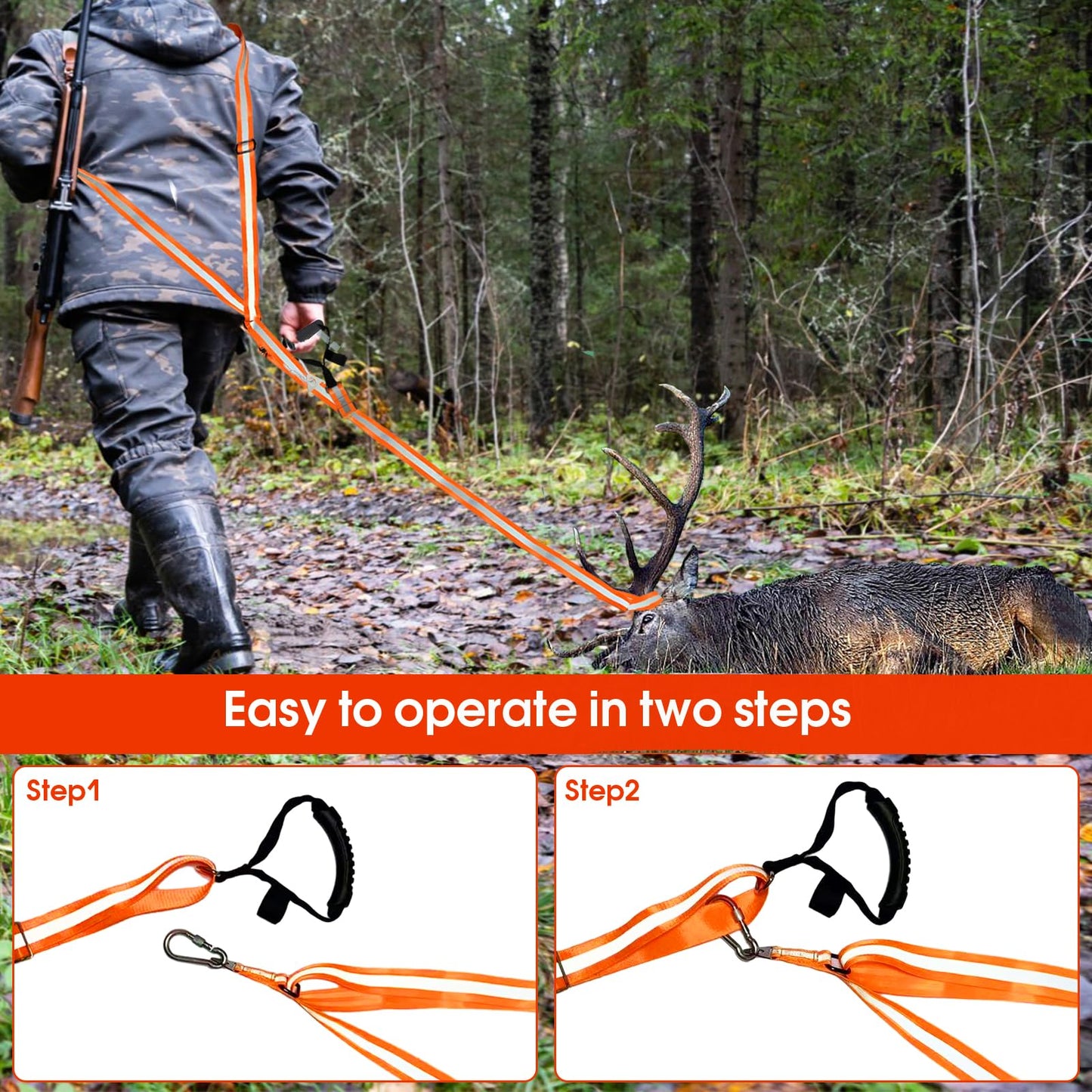 Deer Drag and Harness Heavy Duty Deer Drag Strap Durable Safety Deer Dragging Rope Deer Hunting Accessories for Deer Hunters