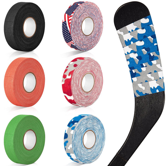 Deekin 6 Rolls Hockey Tape USA Flag Camo Lacrosse Stick Tape Waterproof Non Slip Hockey Athletic Sports Stick Baseball, 1'' x 27 Yards/Roll (Classic Style)