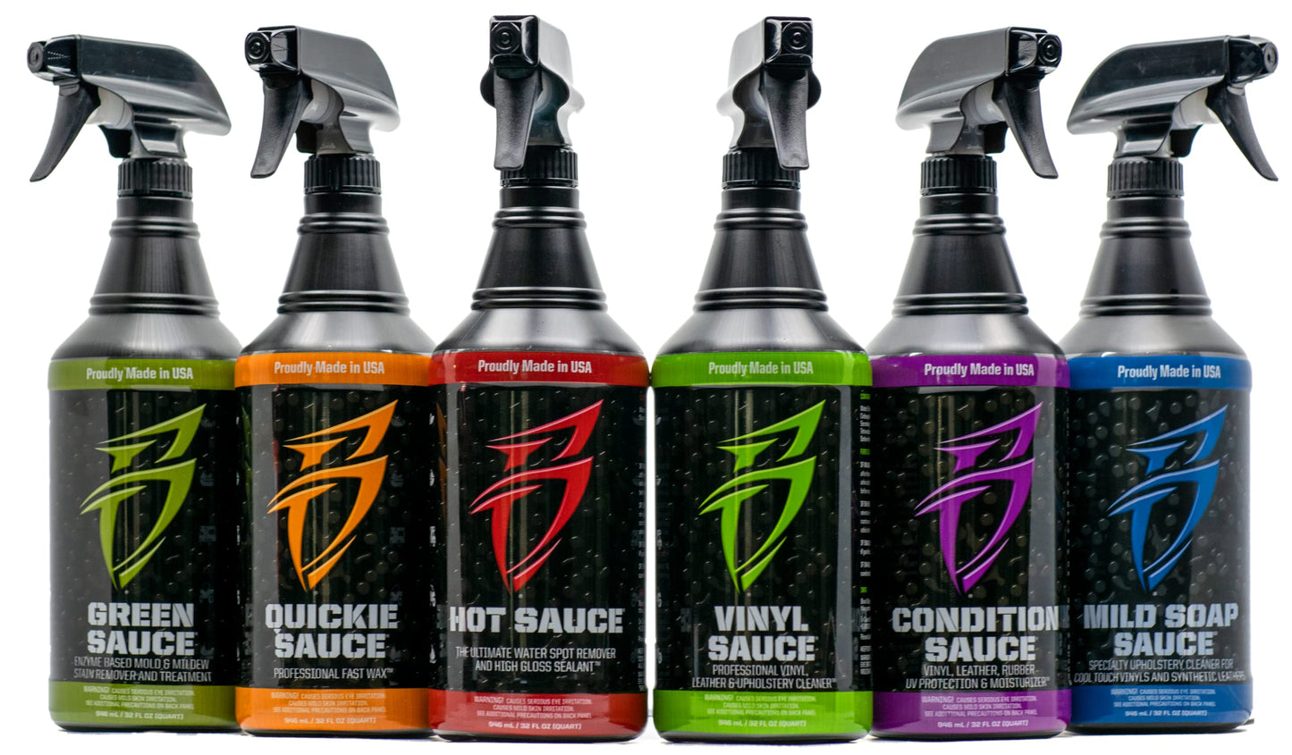 Boat Bling Hot Sauce Premium Hard Water Spot Remover w/High-Gloss Wax Sealants, 32 oz.