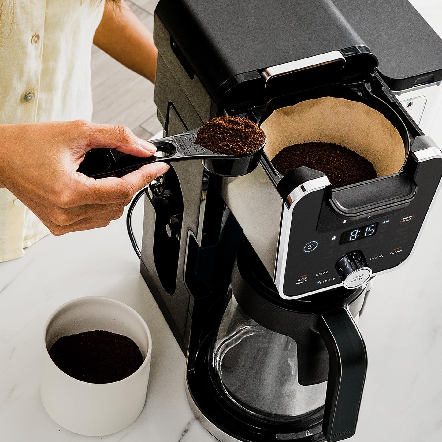 Ninja Hot and Iced Coffee Maker, Single Serve Coffee Maker and Drip Coffee Machine, DualBrew Pro Specialty 12-Cup with K-Cup Combo, Includes Permanent Filter, CFP307