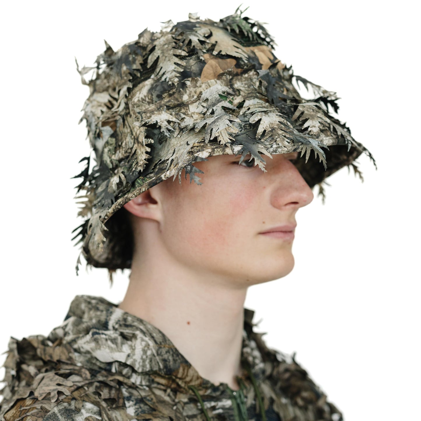 QuikCamo Realtree & Mossy Oak 3D Leafy Camo Face Mask Bucket Hat for Men Deer Duck and Turkey Hunting (Fully Adjustable OSFM)
