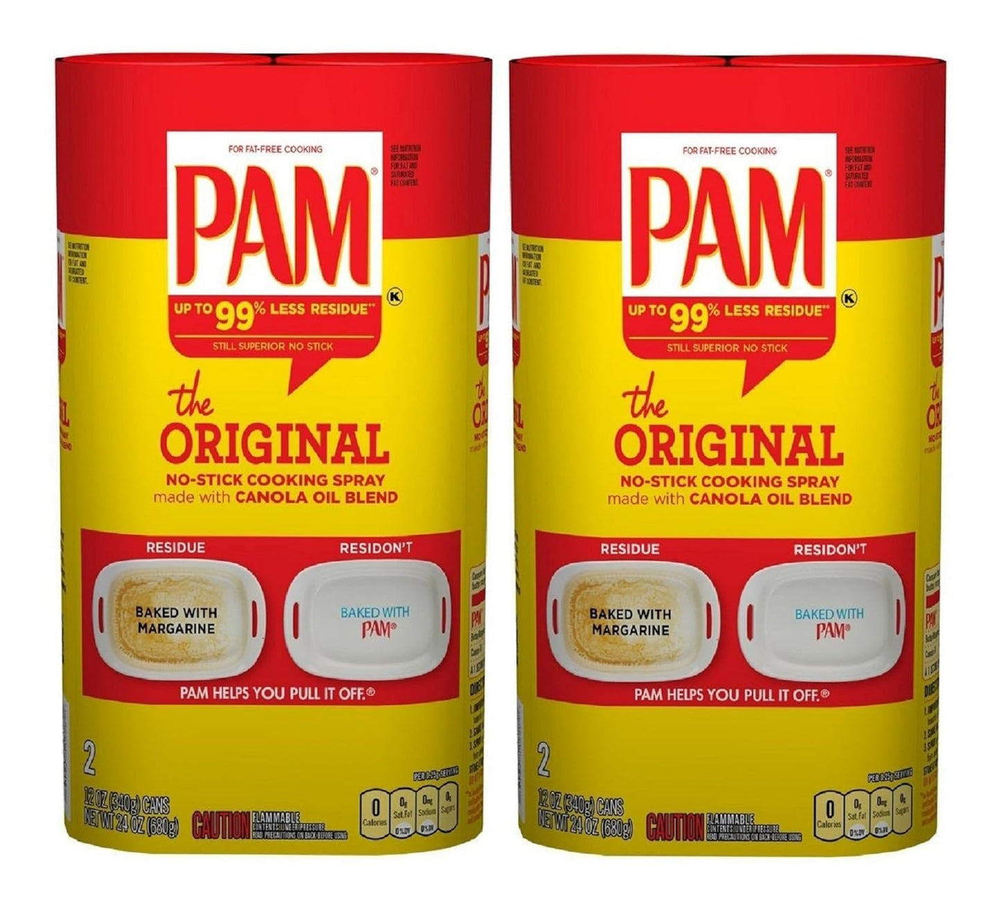 Pam Canola Spray - 12 Ounce Cans (Pack of 2-2 Count Sets, 4 Cans Total)