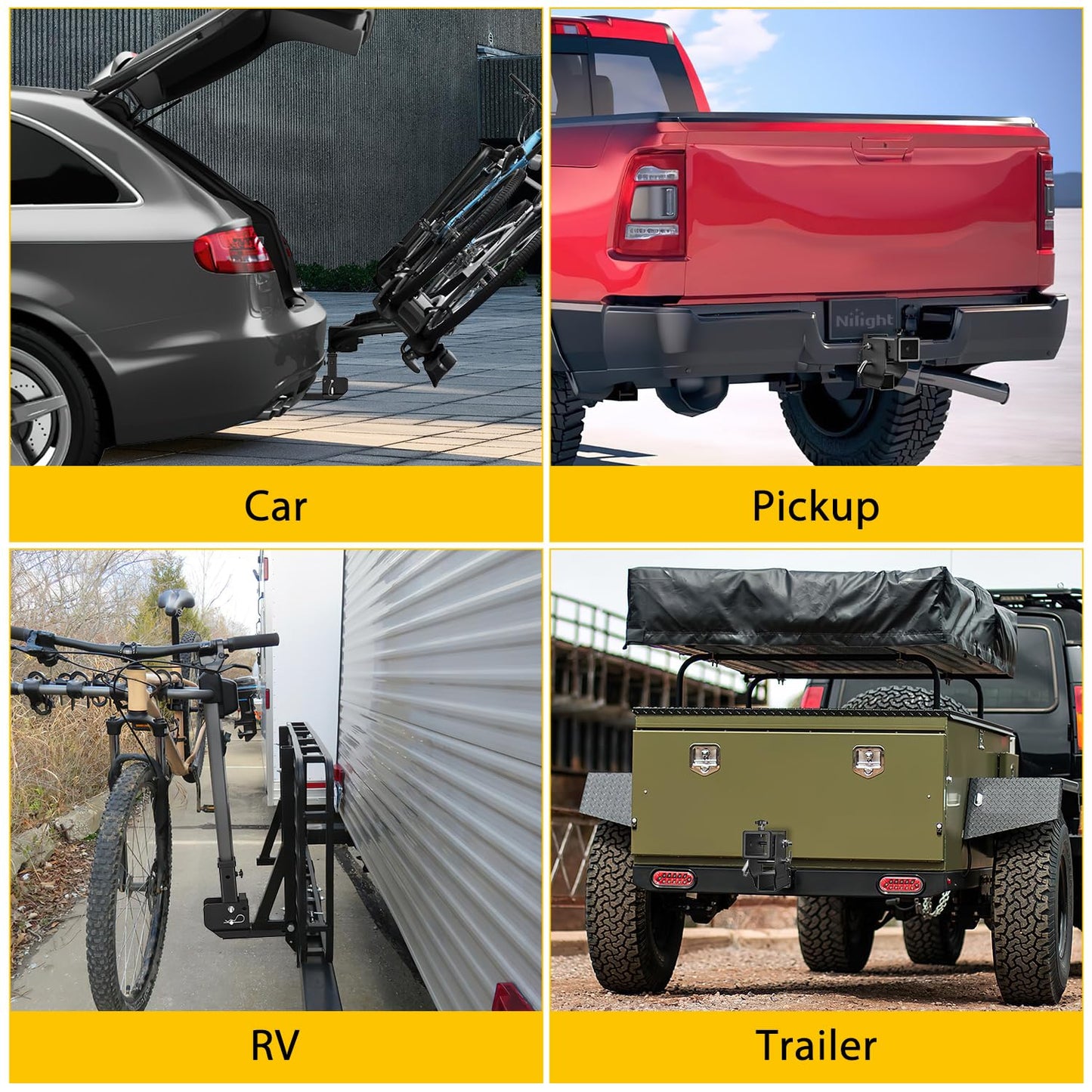 Nilight Trailer Hitch Receiver Extender Adapter Reducer 1-1/4 to 2Inch Hitch Adapter 6-1/2 inch Extension Sleeve Convertor 350Lbs with 1/2-Inch Diameter Pin and Clip with 5/8-Inch Adapter