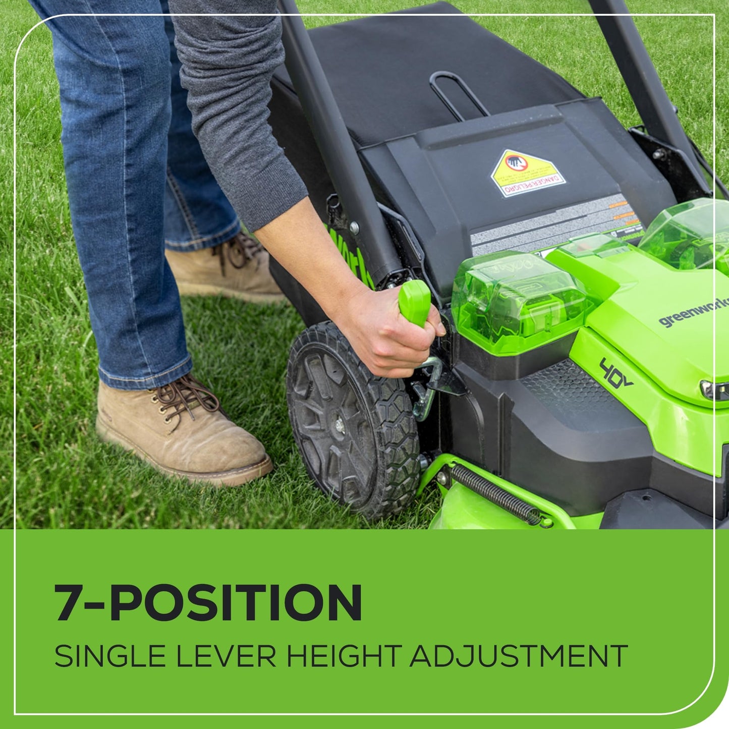 Greenworks 40V 16" Cordless Lawn Mower, Ultra-Light Push Mower with 4.0Ah Battery & Charger(75+ Tool Compatibility, 45Min Runtime)