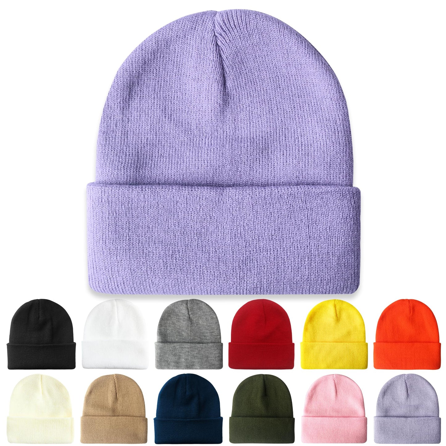 PFFY Beanie for Men Women Unisex Knit Cuffed Plain Winter Beanies Hats Skull Cap