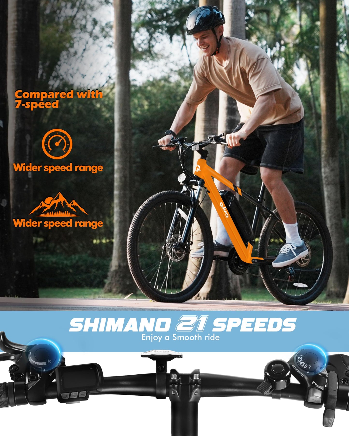 Racer Electric Bike for Adults - 21-Speed Mountain Lightweight Ebike with Peak 750W 22MPH Brushless Motor, 375Wh Removable Battery, 26X2.1 Tire Step Over E-MTB, Up to 40 Miles
