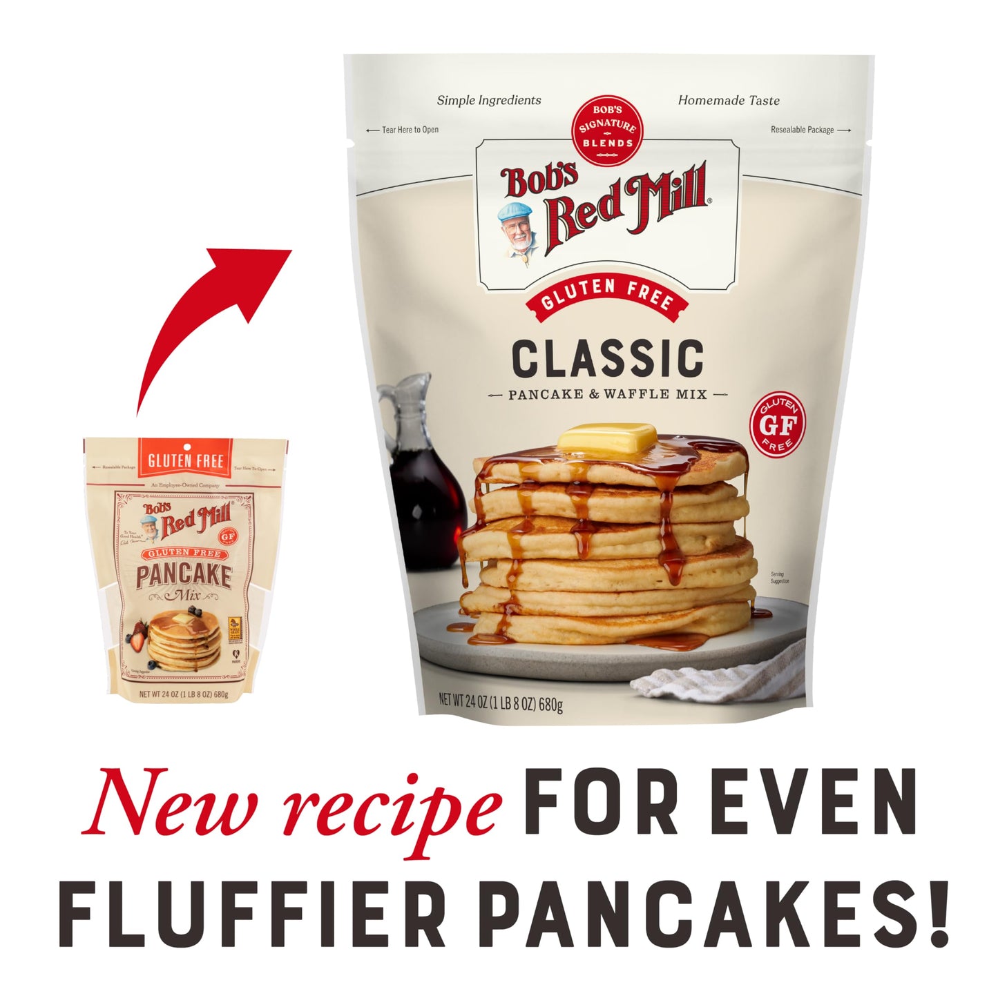 Bob's Red Mill Gluten Free Pancake Mix, 24oz (Pack of 4) - Kosher, Approximately 34 Pancakes per Bag, Packaging May Vary