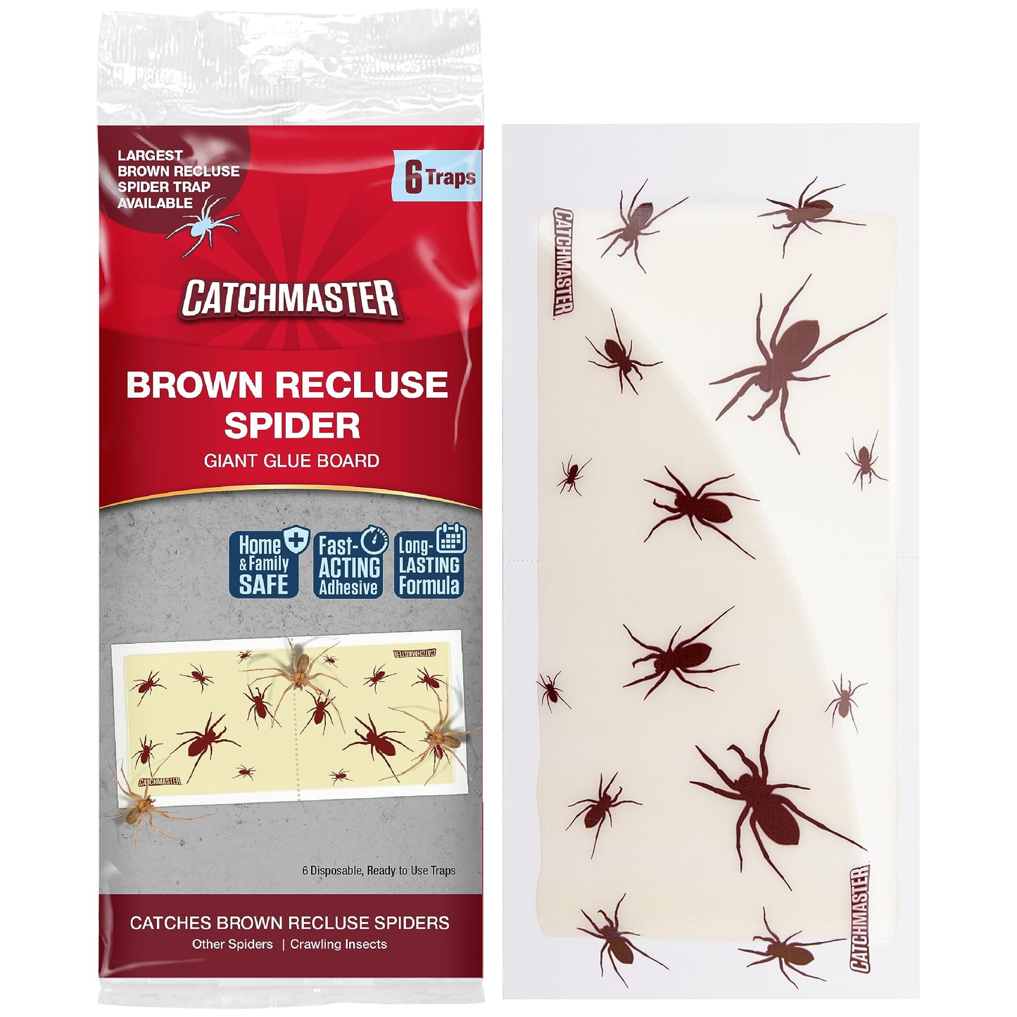 Catchmaster Centipede XL Giant Glue Boards 6-PK, Adhesive Bug Catcher, Cricket, Roach, Scorpion & Spider Traps for Home, Centipede Killer, Insect Glue Traps for House & Garage, Pet Safe Pest Control