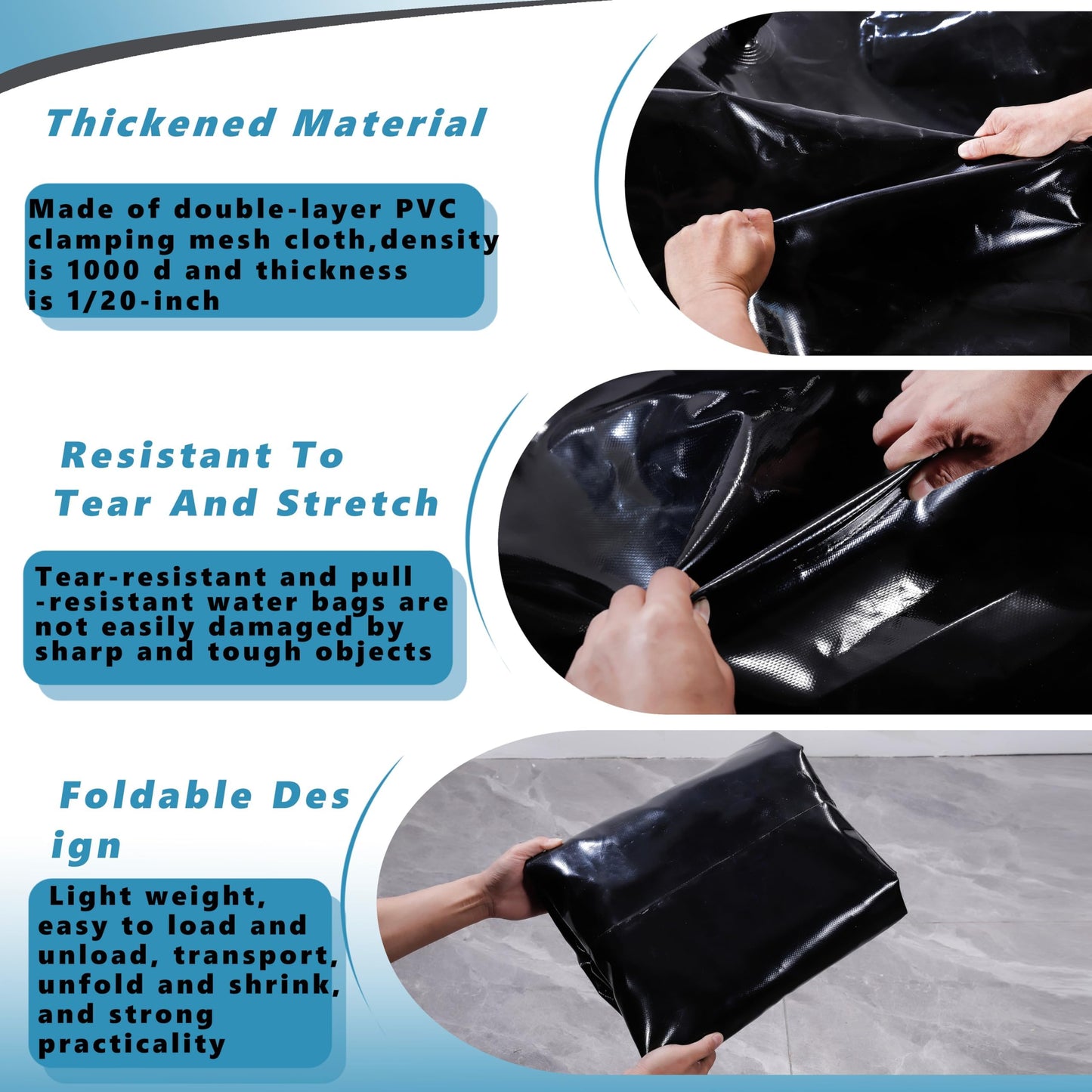 Portable Large Capacity Water Storage Bladder Containers, Foldable Water Bladder Tank, Camping Garden Drought Resistance Agricultural Irrigation Outdoor RV Emergency Water