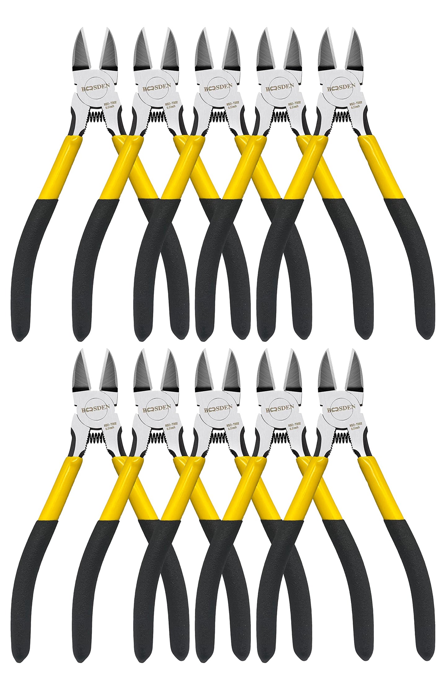 Wire Cutters 10 Pack, 6.5 inch, BOOSDEN Flush Cutters, Spring Loaded Cutting Pliers, Side Cutters, Dykes Cutter, Wire Clippers, Plastic Cutter, Wire Cutters for Jewelry, Floral, Electrical
