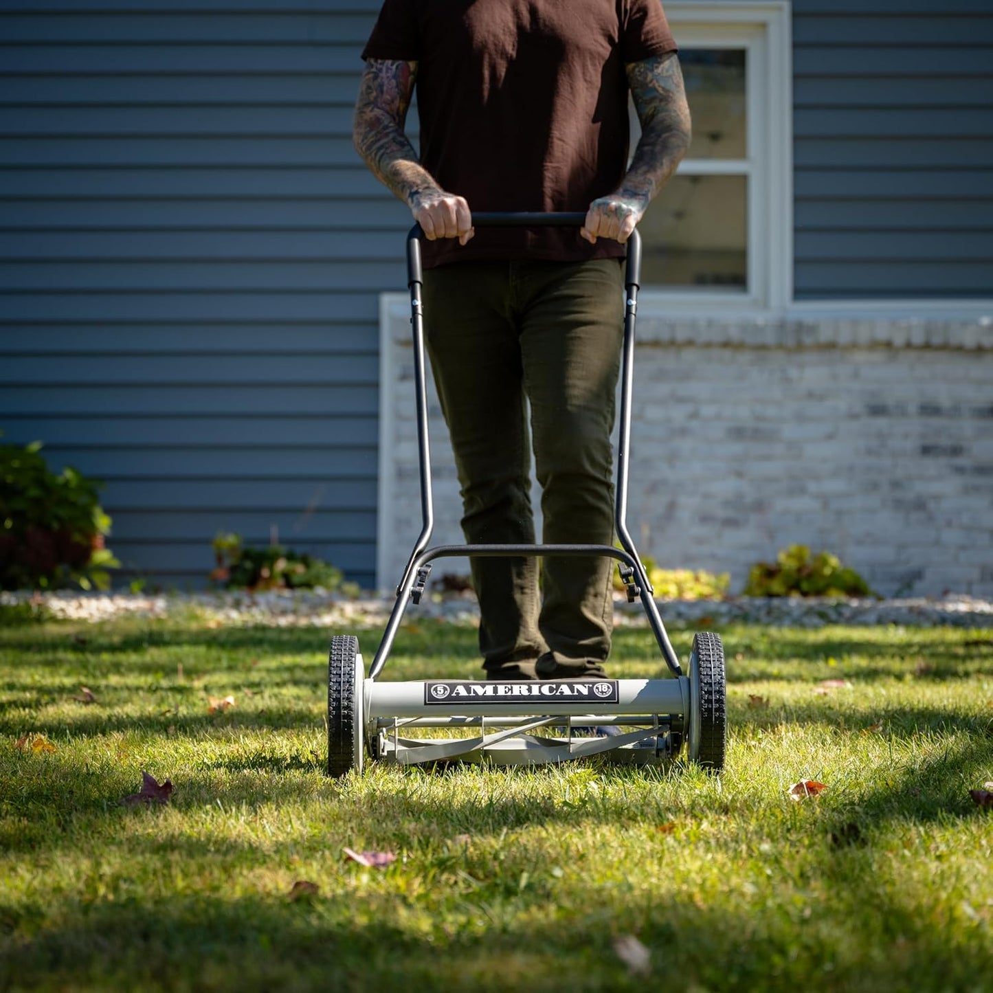 American Lawn Mower Company 1204-14 14-Inch 4-Blade Push Reel Lawn Mower, Red