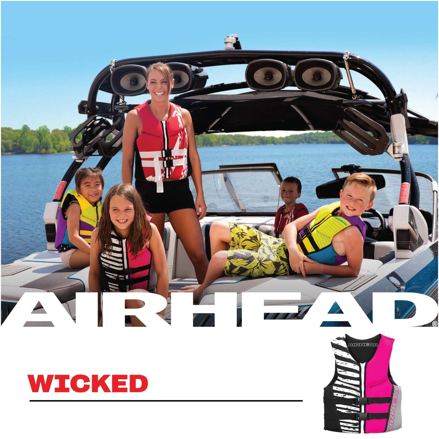 Airhead Wicked Kwik-Dry NeoLite Flex Lift Jacket | US Coast Guard Approved, Designed for Water Sports, Multiple Sizes