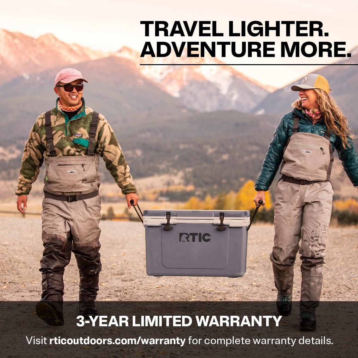 RTIC Ultra-Light 52 Quart Hard Cooler Insulated Portable Ice Chest Box for Beach, Drink, Beverage, Camping, Picnic, Fishing, Boat, Barbecue, 30% Lighter Than Rotomolded Coolers