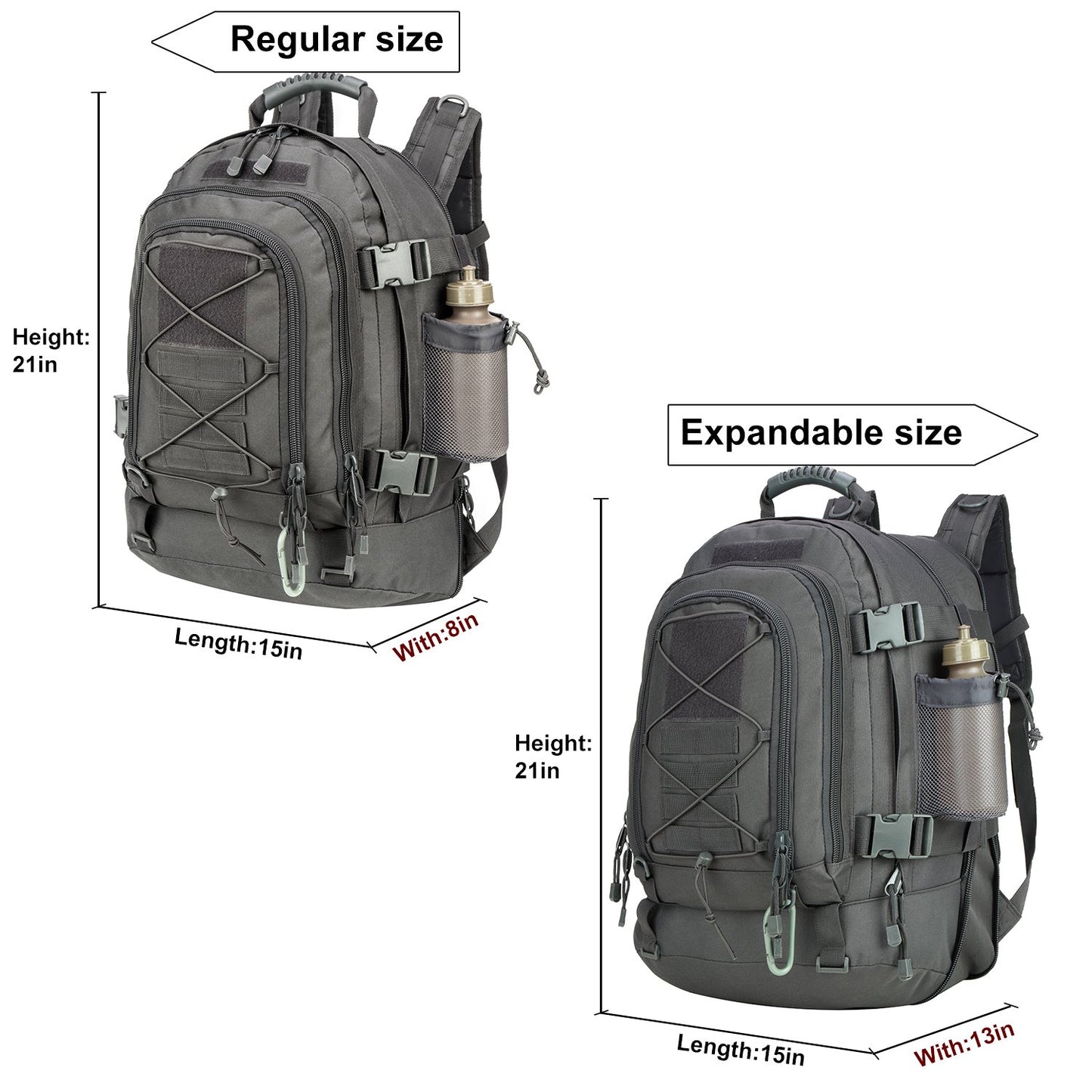 Large Tactical Backpack for Men Military Backpack with DIY System for Travel, Work,Camping,Hunting,Hiking,Sports (GREEN)