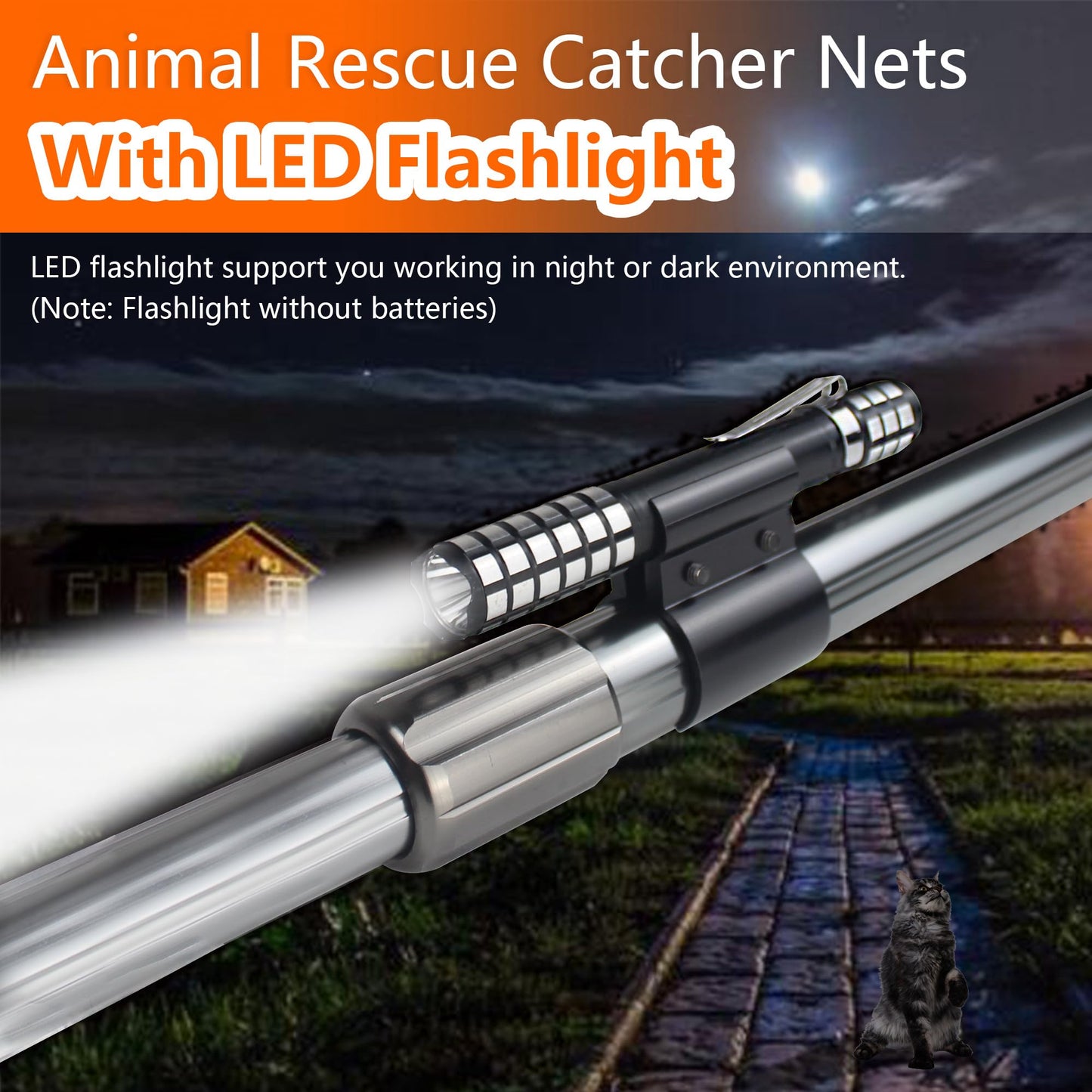 Catch Net Small Animal Control Net Poultry Catching Trap Tool for Cat, Chicken, Duck, Goose, Fish, Bird and Others (43~78" Telescoping Handle with 20.5" Net Opening)