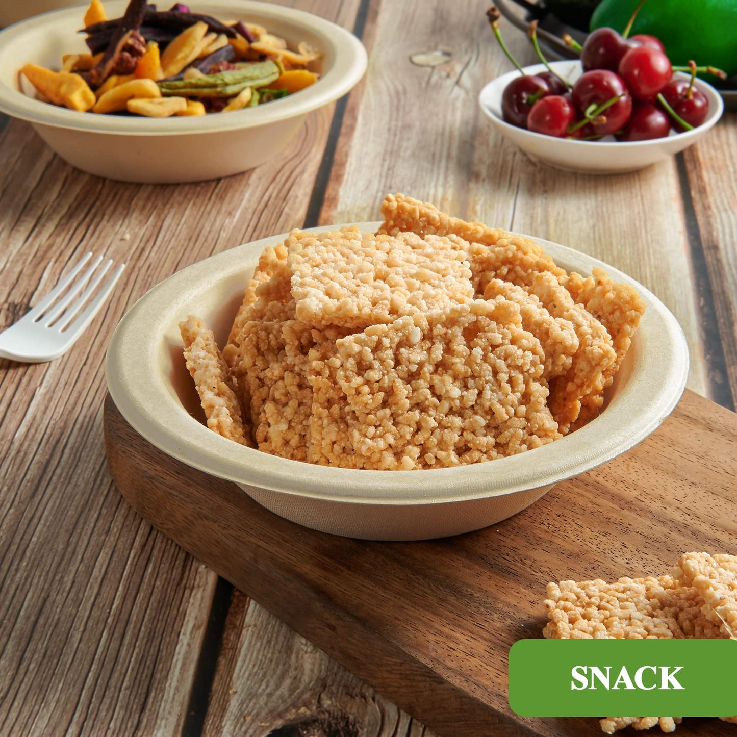 Vplus 500 Pack 12 OZ Paper Bowls Bulk, Disposable Compostable, Eco-friendly Bagasse, Heavy-duty Bowls Perfect for Milk Cereals, Snacks, Salads